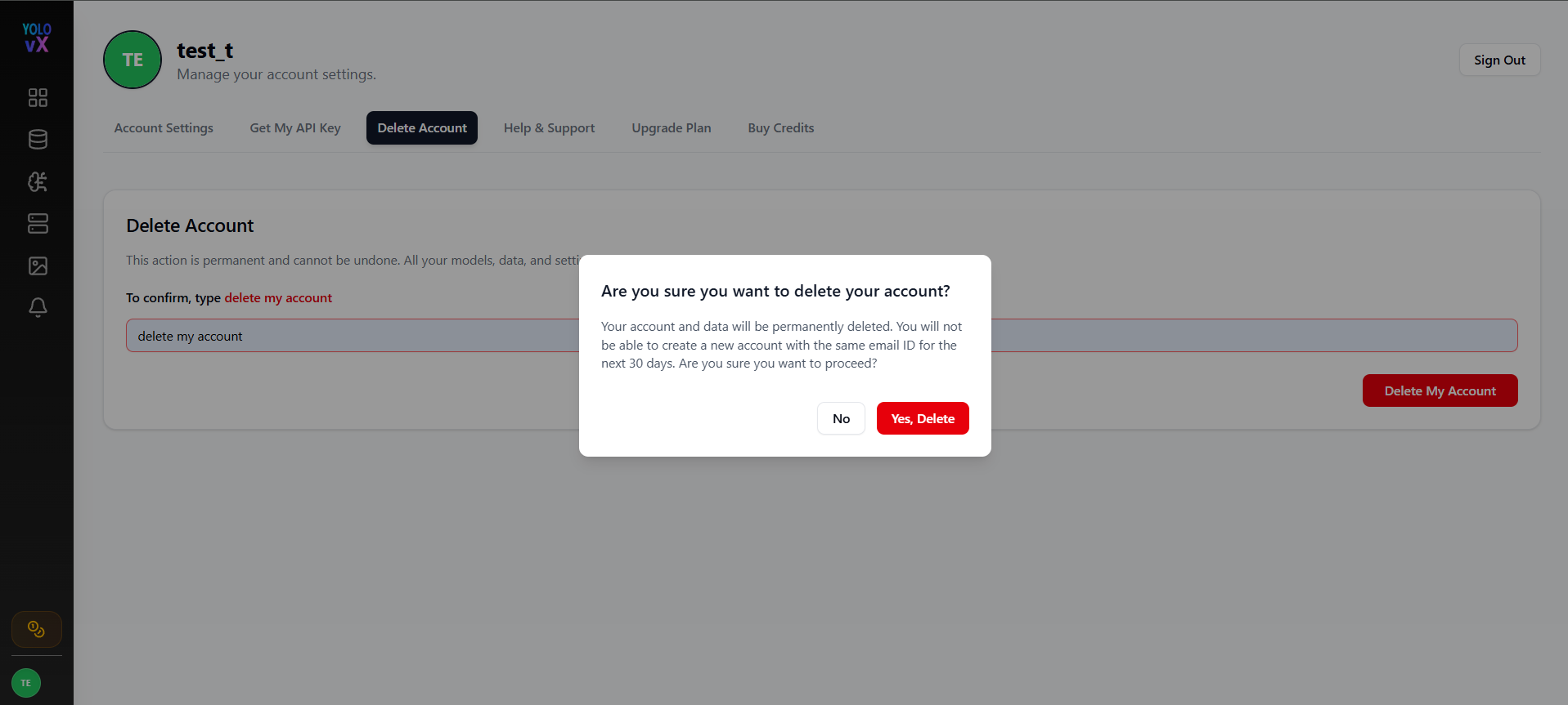 Delete Confirmation